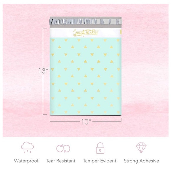 Mint Polymailers with Triangle Design - 10 by 13” Set of 20 - Picture 2 of 3